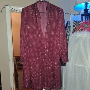 Free Assembly Burgundy Polka Dot Dress